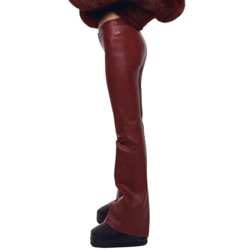 Perfect Moment H&M NWT 
Burgundy boot-cut genuine leather pants - Picture 3 of 14